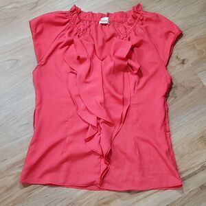 🔺️Pretty Good Red Buttoned & Ruffled Sleeveless Blouse Large